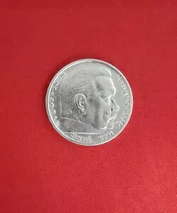 1937 J ドイツ 5 ライヒスマルク ヒンデンブルク銀貨 - 第三帝国 - 送料無料