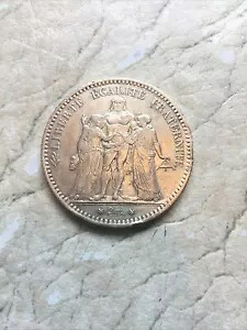 1875 年 フランス ヘラクレス グループ アンティーク 本物のシルバー 5 フラン フランス コイン トーン