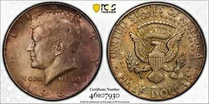 トーンカラー 1964 P MS 66 ジョン ケネディ ハーフダラー PCGS グレード Trueview スラブ 55