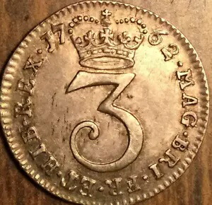 1762 英国 GB 英国銀貨 スリーペンス コイン