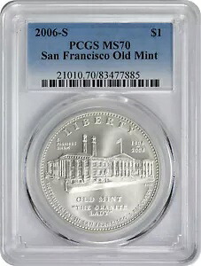 2006-S サンフランシスコ オールド ミント シルバー 記念ドル MS70 PCGS ミント ステート