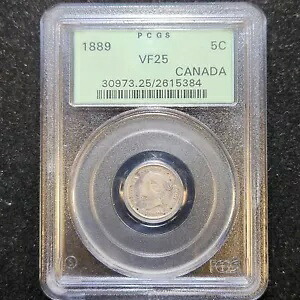 シルバー 1889 カナダ 5 セント | PCGS VF25 OGH