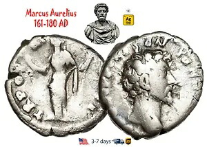 古代ローマ帝国コイン シルバー デナリウス マルクス アウレリウス 161 180 AD #31128