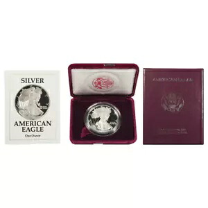 1991-S プルーフ $1 アメリカン シルバー イーグル ボックス、OGP & COA