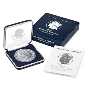 2024 $1 モーガン シルバー ドル ボックス、OGP & COA