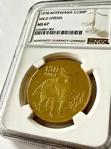 ボツワナ - 1978 - 150 プラ - 野生のハイエナ - ゴールド - NGC MS67-｜WORLD RESOURCE【KING店】