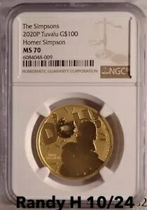 TOP POP 2020P NGC Graded MS 70 ツバル ホーマー シンプソン ドー! 1オンス.9999 ゴールドコイン｜WORLD RESOURCE【KING店】
