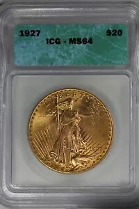 1927 20.00 ICG MS 64 20 ドル金貨、サンゴーデン｜WORLD RESOURCE【KING店】