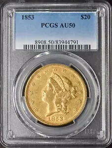 1853 $20 ゴールド リバティ ヘッド ダブル イーグル - PCGS AU50 - ?COINGIANTS?｜WORLD RESOURCE【KING店】
