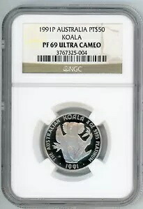1991-P $50 オーストラリア コアラ プルーフ プラチナ 1/2 オンスNGC PR69 PF69 ミントのみ 341｜WORLD RESOURCE【KING店】