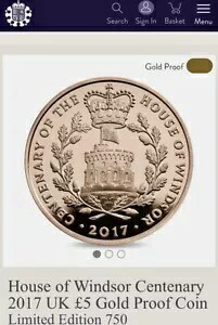 レア 箱入り Ltd 2017 ハウス オブ ウィンザー レア ?5 ゴールド プルーフ コイン 39g｜WORLD RESOURCE【KING店】 883,190円
