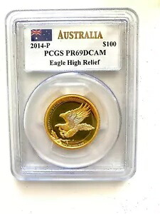 2014-P オーストラリア 1オンス ゴールド イーグル ハイ レリーフ PCGS PR69 DCAM ジョン メルカンティ｜WORLD RESOURCE【KING店】