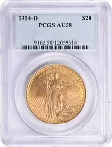 1914-D $20 ゴールド セント ゴーデンス AU58 PCGS｜WORLD RESOURCE【KING店】