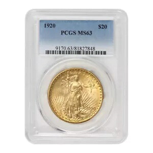 1920 $20 ゴールド セント ゴーデン ダブル イーグル PCGS MS63 選択グレード コイン｜WORLD RESOURCE【KING店】