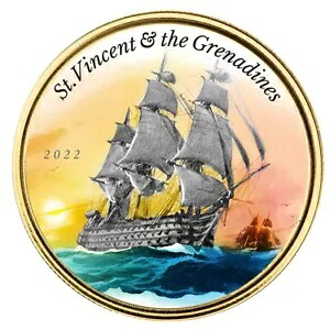 1 オンス セントビンセントおよびグレナディーン諸島 金貨 EC8 - 軍艦 2022 BU-｜WORLD RESOURCE【KING店】