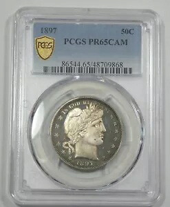 1897 バーバー ハーフダラー認定 PCGS セキュア プラス プルーフ 65 カメオ シルバー 50c｜WORLD RESOURCE【KING店】
