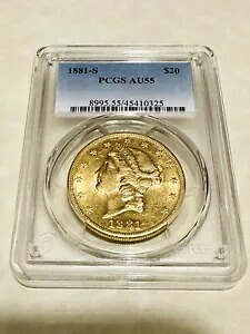 1881-S AU55 PCGS リバティ ダブルイーグル 20 ドル金貨 魅力大光沢 PQ｜WORLD RESOURCE【KING店】