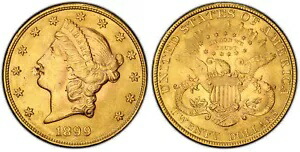 1899-S $20 ダブルイーグル。 PCGS MS63。サンフランシスココロネットの責任者。キロ74.3。|WORLD RESOURCE【KING店】