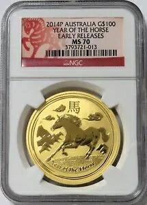 2014 ゴールド オーストラリア $100 旧暦の馬 1 オンス コイン NGC MS 70 早期リリース｜WORLD RESOURCE【KING店】