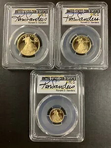2014-W PCGS PR70 ゴールド イーグル セット。 (3コインセット $25,$10,$5)サンダー