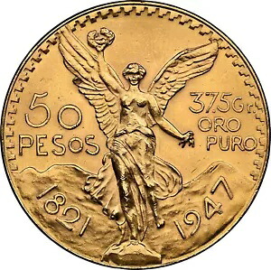 メキシコ ゴールド 50 ペソ 1947 NGC MS64 再ストライク。エスタドス・ウニドス・メキシカーノス。宝石に近い！