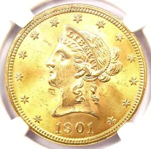 1901 リバティ ゴールド イーグル $10 コイン - 認定 NGC MS66 (BU UNC) - $8,000 相当｜WORLD RESOURCE【KING店】