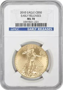 2010 $50 アメリカン ゴールド イーグル MS70 初期リリース NGC