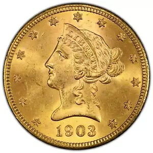1903-S $10 リバティ ヘッド イーグル PCGS MS64+ (CAC)。フェアモント コレクションから…