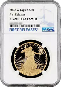 2022-W プルーフ $50 アメリカン ゴールド イーグル 1 オンス NGC PF69UC FR ブルー ラベル｜WORLD RESOURCE【KING店】 1,014,090円