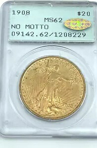 レア - 1908 - $20 ゴールド セント ゴーデンス PCGS MS62 オールド グリーン ラトラー ゴールド ビーン Cac｜WORLD RESOURCE【KING店】