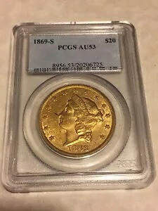 1869-S AU53 PCGS リバティ ダブルイーグル 20 ドル金貨 非常に良い目元の魅力｜WORLD RESOURCE【KING店】