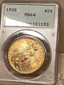 1928 $20 ゴールド セント ゴーデンス ダブル イーグル PCGS MS64 ラトラー ホルダー (アップグレード) GEM｜WORLD RESOURCE【KING店】