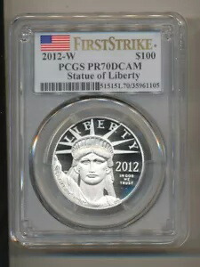 2012-W $100 プラチナ イーグル PCGS PR70 ファースト ストライク ディープ カメオ 1 オンス PF70 FS｜WORLD RESOURCE【KING店】