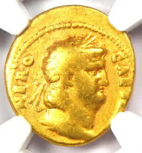 ネロ AV アウレウス 古代ローマの金貨 54 ～ 68 年。 NGC Fine認定 - 珍しい！