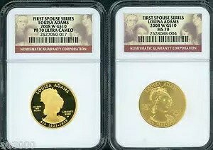 2008-W $10 ゴールド配偶者 ルイザ アダムス NGC PR70 PF70 & MS70 2 コイン セット !!!｜WORLD RESOURCE【KING店】