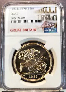 1985 英国ゴールド 5 ソブリン セント ジョージ NGC MS 69 ビューティフル ジェム BU画像