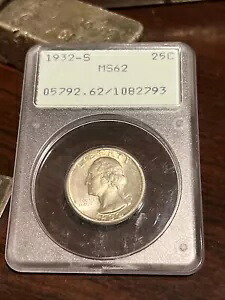 1932 S KEY ワシントン 108x シリアル シルバー クォーター 25C PCGS MS 62 ラトラー OGH｜WORLD RESOURCE【KING店】