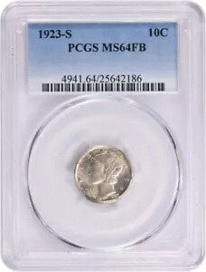 1923-S マーキュリー シルバー ダイム MS64FB PCGS