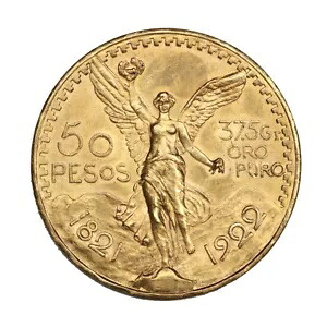 メキシコ ランダム年 (1922-1928) ゴールド 50 ペソ AU-BU コンディション コイン 1.2056 オンス