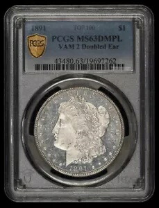 1891 $1 VAM 2 ダブル イヤー トップ 100 PCGS MS63DMPL
