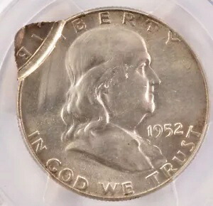 1952-D 50c フランクリン ハーフ ダブルストラク 2nd 96% オフセンター DSBS PCGS MS62