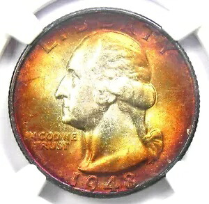 1948-S ワシントン クォーター 25C コイン - 認定 NGC MS68 - 11,500 ドルの NGC 価値!|WORLD RESOURCE【KING店】
