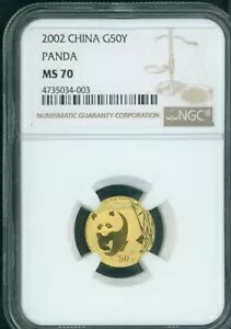 2002 ゴールド パンダ 1/10 オンス50-Y 中国 50Yn 50 元 NGC MS70 完璧なキー日付 MS-70｜WORLD RESOURCE【KING店】