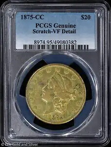 1875-CC $20 ゴールド リバティ ヘッド ダブル イーグル PCGS 本物の VF ディテール｜WORLD RESOURCE【KING店】 1,045,660円