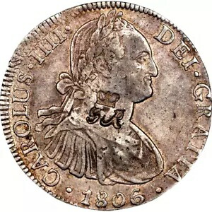 1810 - 18 英国ホンジュラス ドル GR カウンターマーク 1806 メキシコ 8 レアル PCGS XF 45
