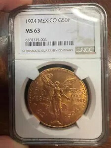 1924 メキシコ 50 ペソ金貨 - NGC MS 63 - 素晴らしい状態!