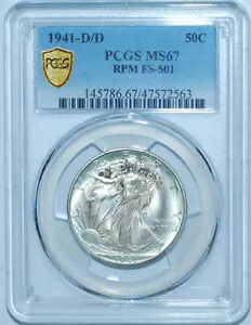 1941 D/D PCGS MS67 FS-501 RPM リパンチド ミント マーク ウォーキング リバティ ハーフダラー