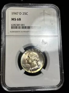 (#33) 1947-D ワシントン クォーター 25c NGC MS68