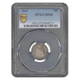1843 リバティ シーテッド ダイム MS-65 PCGS