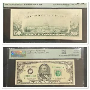 FR#2119-D $50.00FRN 最初の印刷時のインク不足エラー PMG 58 EPQ - リセットなし